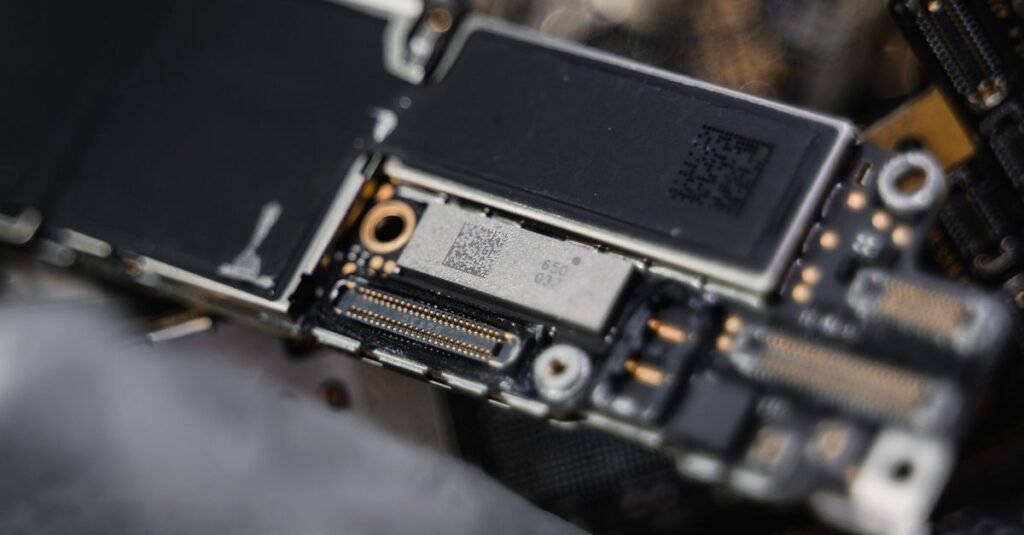 Detailed view of a circuit board showcasing intricate electronic components.